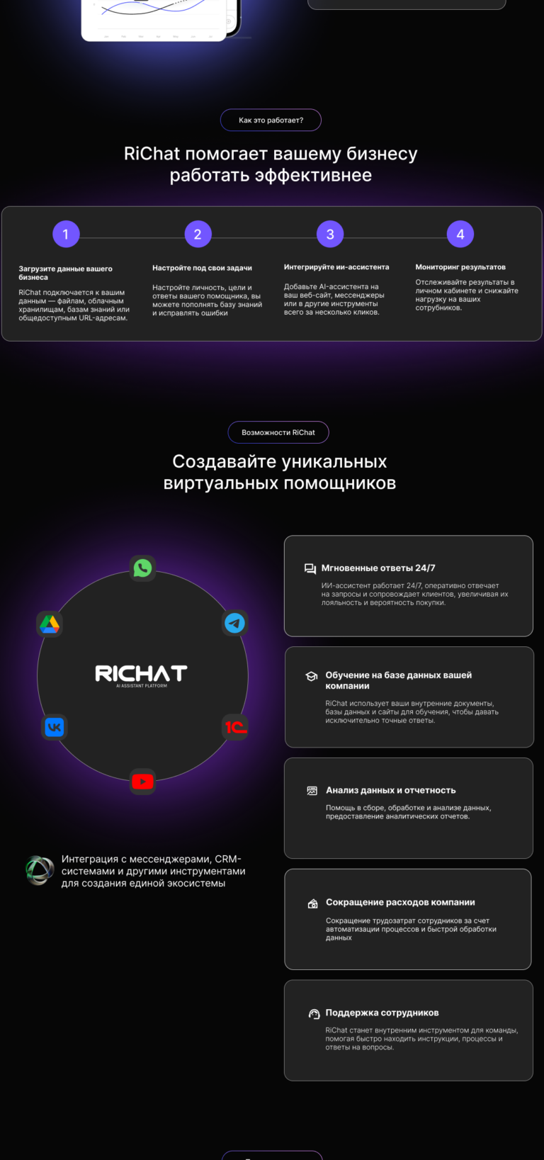 RiChat — персональный ИИ-ассистент для бизнеса — экран проекта 1
